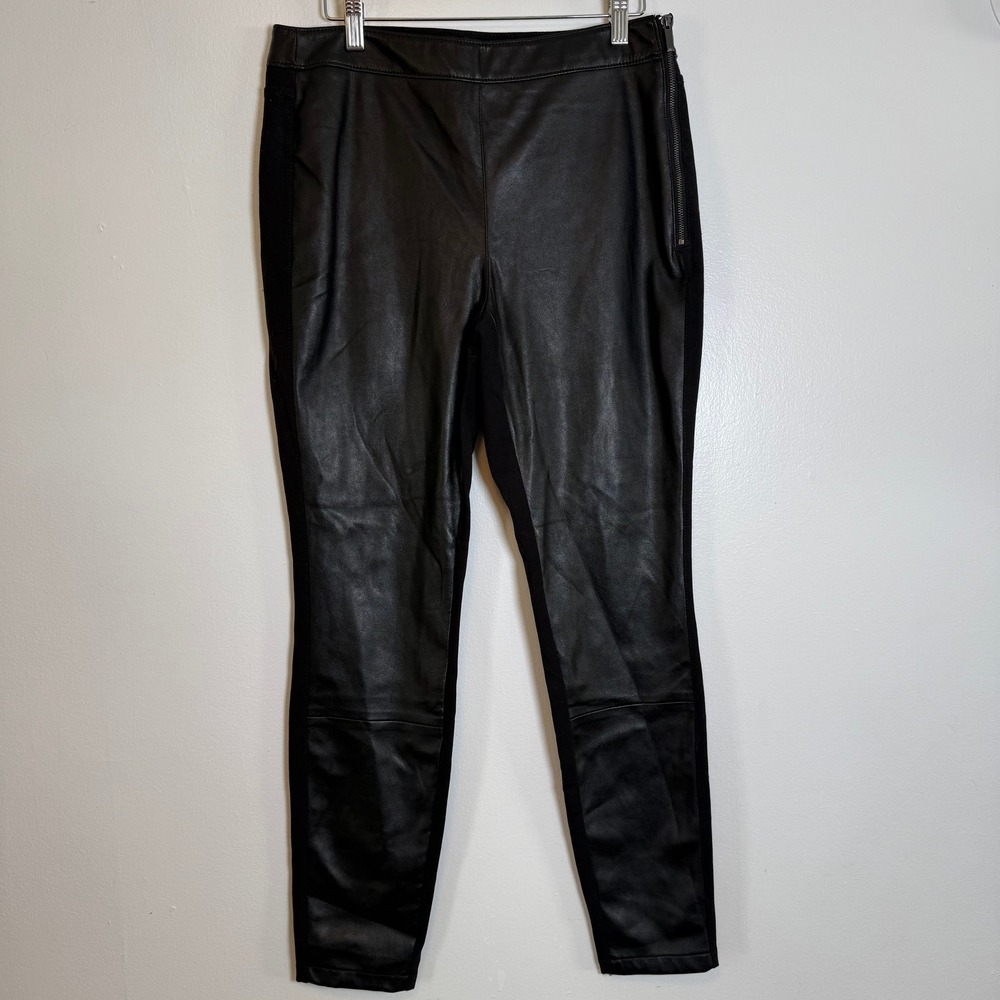 White House Black Market Faux Leather Leggings Women‎ 8 Black Ponte Skinny Pants